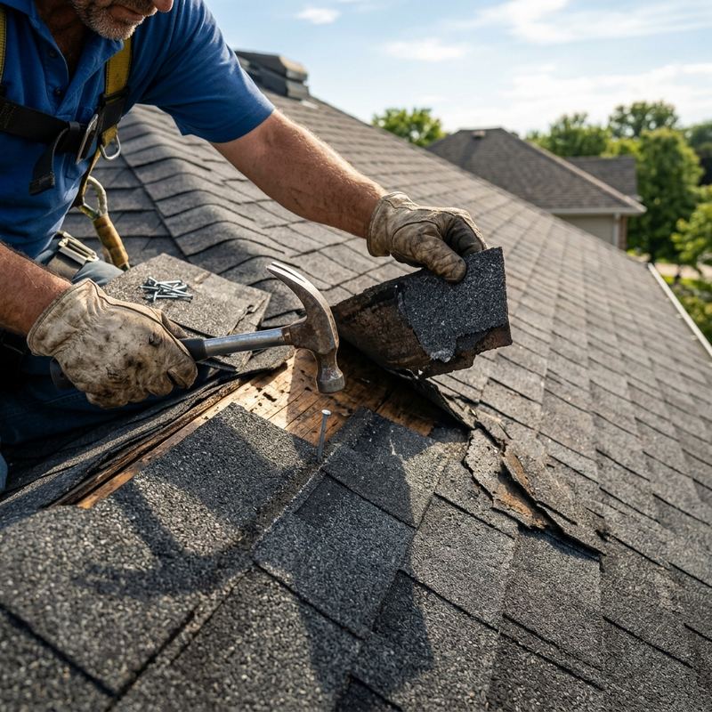 Flashing repair around a chimney to stop a roof leak in Chilliwack, BC