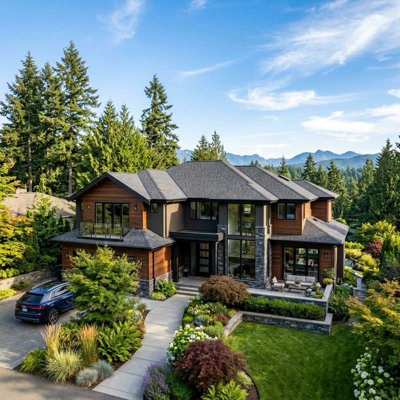 Full asphalt shingle roof replacement on a two-story home in Abbotsford, BC